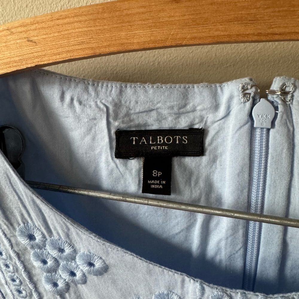 Talbots Light Blue Sleeveless Mini Dress eyelet embroidered material - Picture 2 of 7